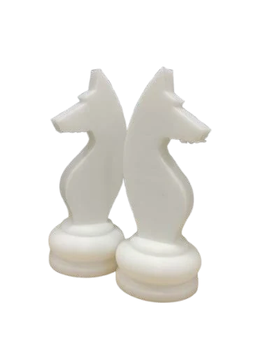 Two printed knights side by side with visible layer lines