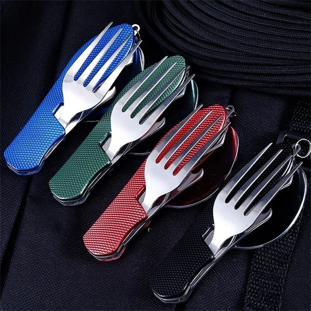 Colourful folding travel cutlery