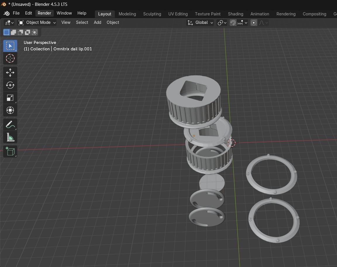 Blender exploded view of the cap assembly with two loose rings