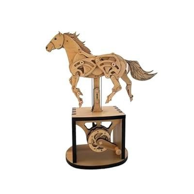 A wooden horse automaton on a lattice base